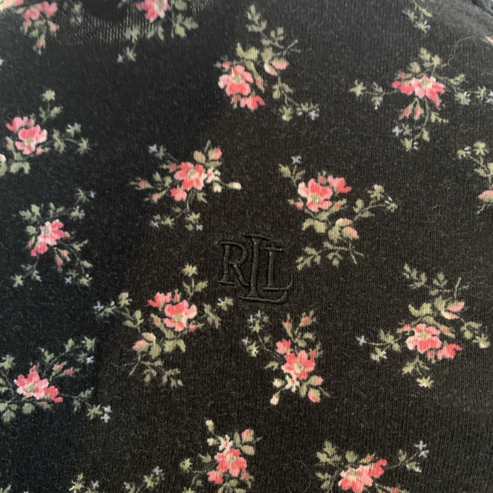 Lauren Ralph Lauren Women's XS Black Floral Top Cotton Viscose - Picture 5 of 6